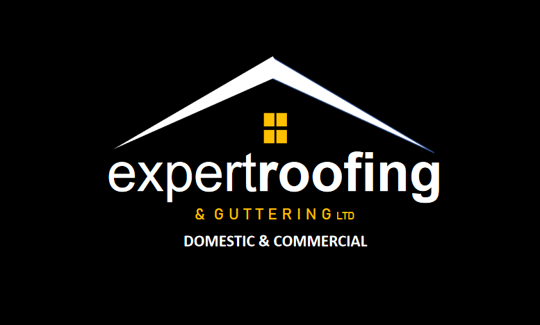 Expert Roofing Logo White on Black